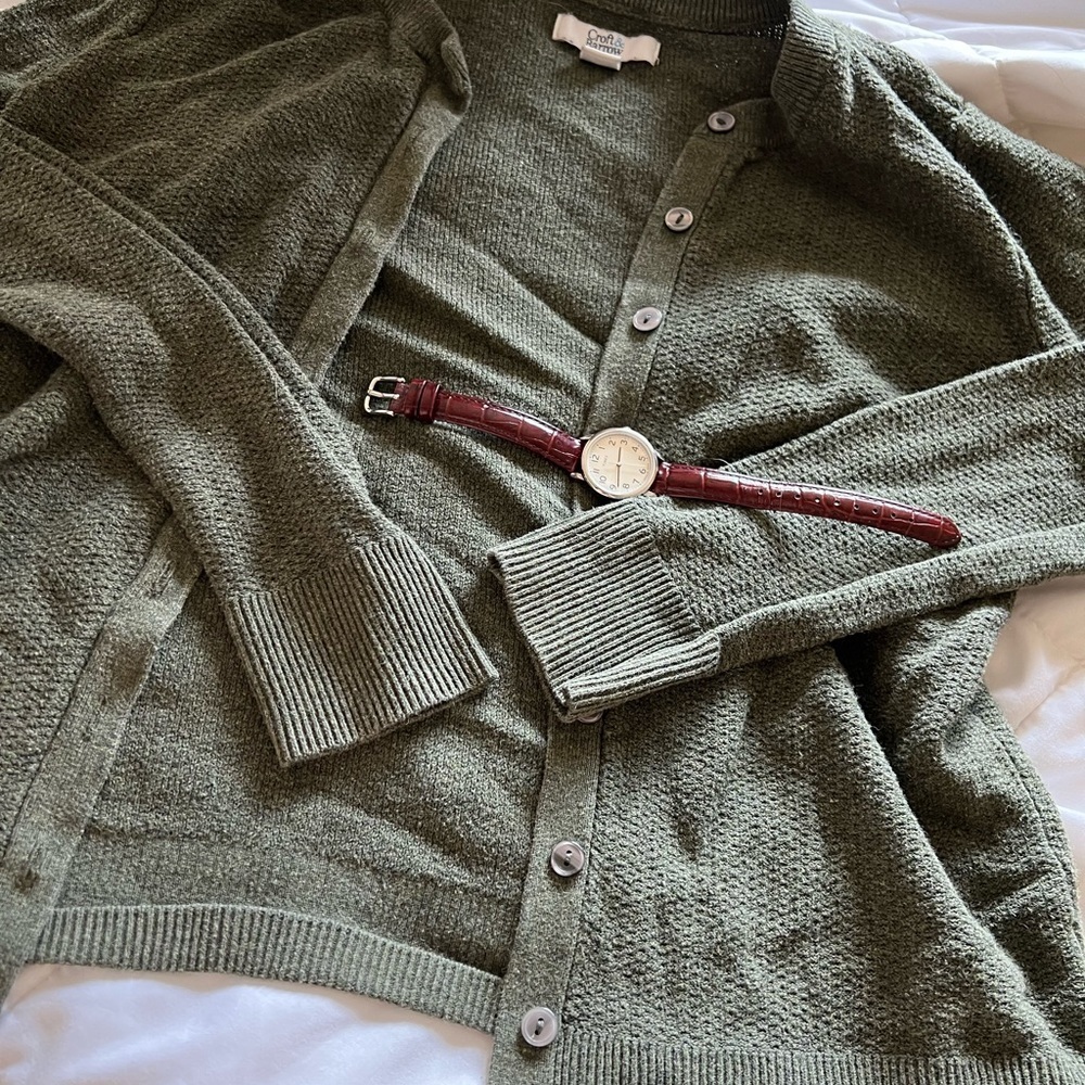 Green Waffle knit cardigan